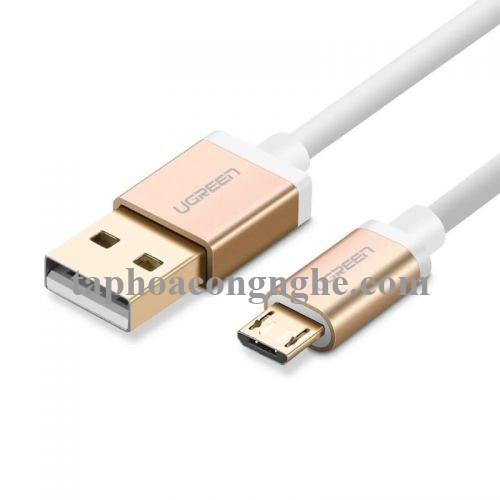Ugreen 30659 0.5M màu Vàng Cáp sạc truyền dữ liệu USB 2.0 sang MICRO USB đầu mạ vàng US134 30030659